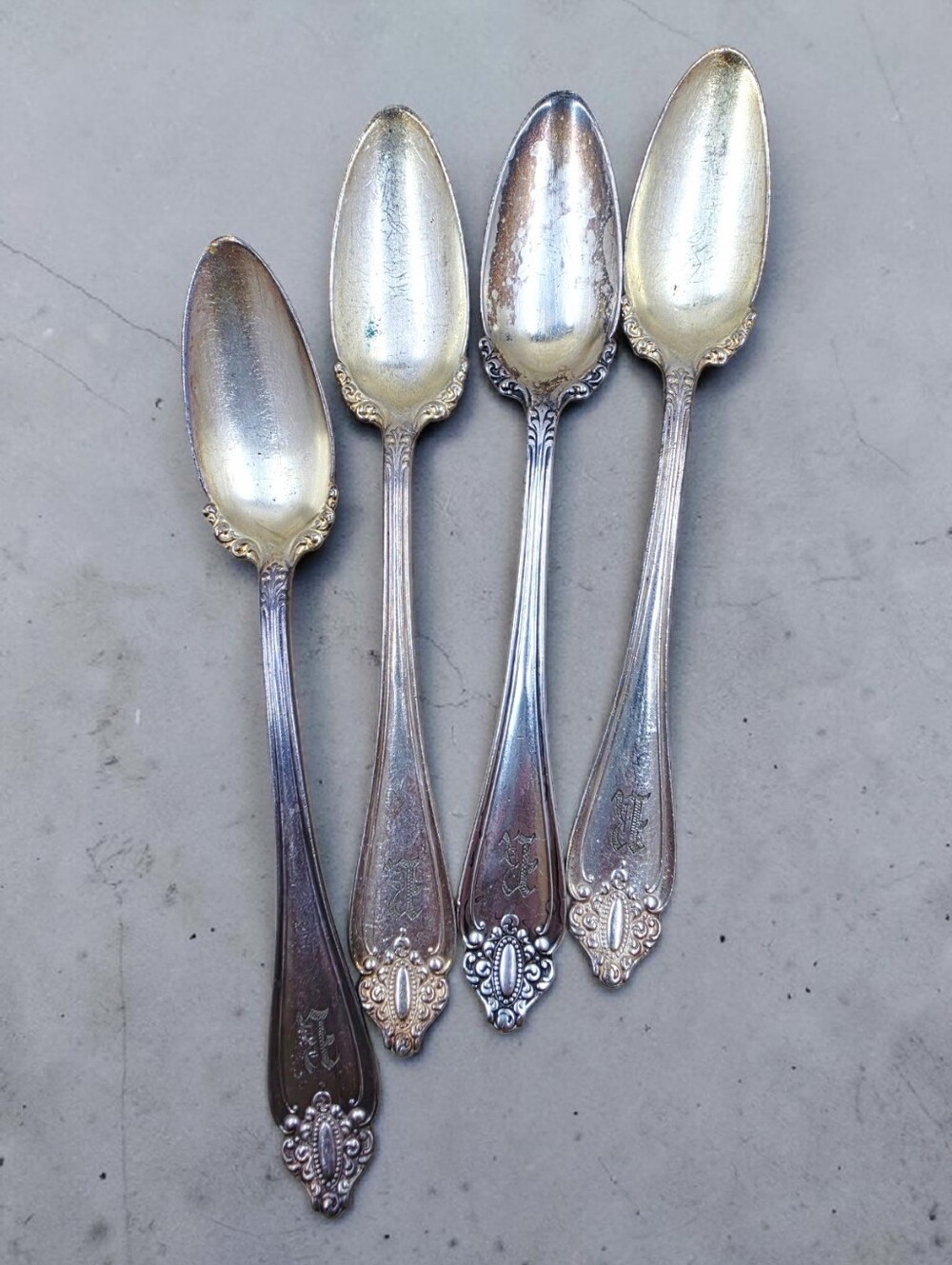 Rogers Silverplate Marquise Pattern Fruit Spoons Set Of 4 Hamilton Antique